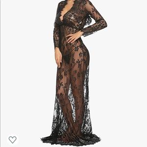 Maternity Black Lace Photoshoot Dress Sheer 🖤